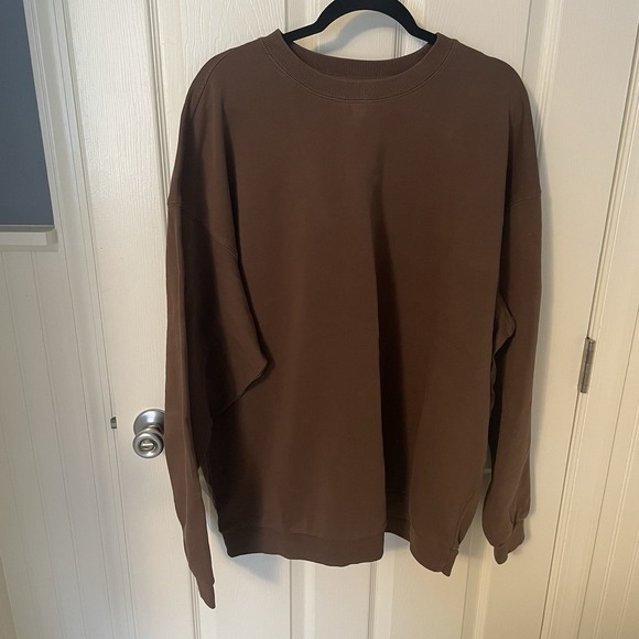 Skims Terry Fleece Relaxed Crewneck Sweater in Oxide Brown Tan Men's Size XL NWT - Picture 1 of 8